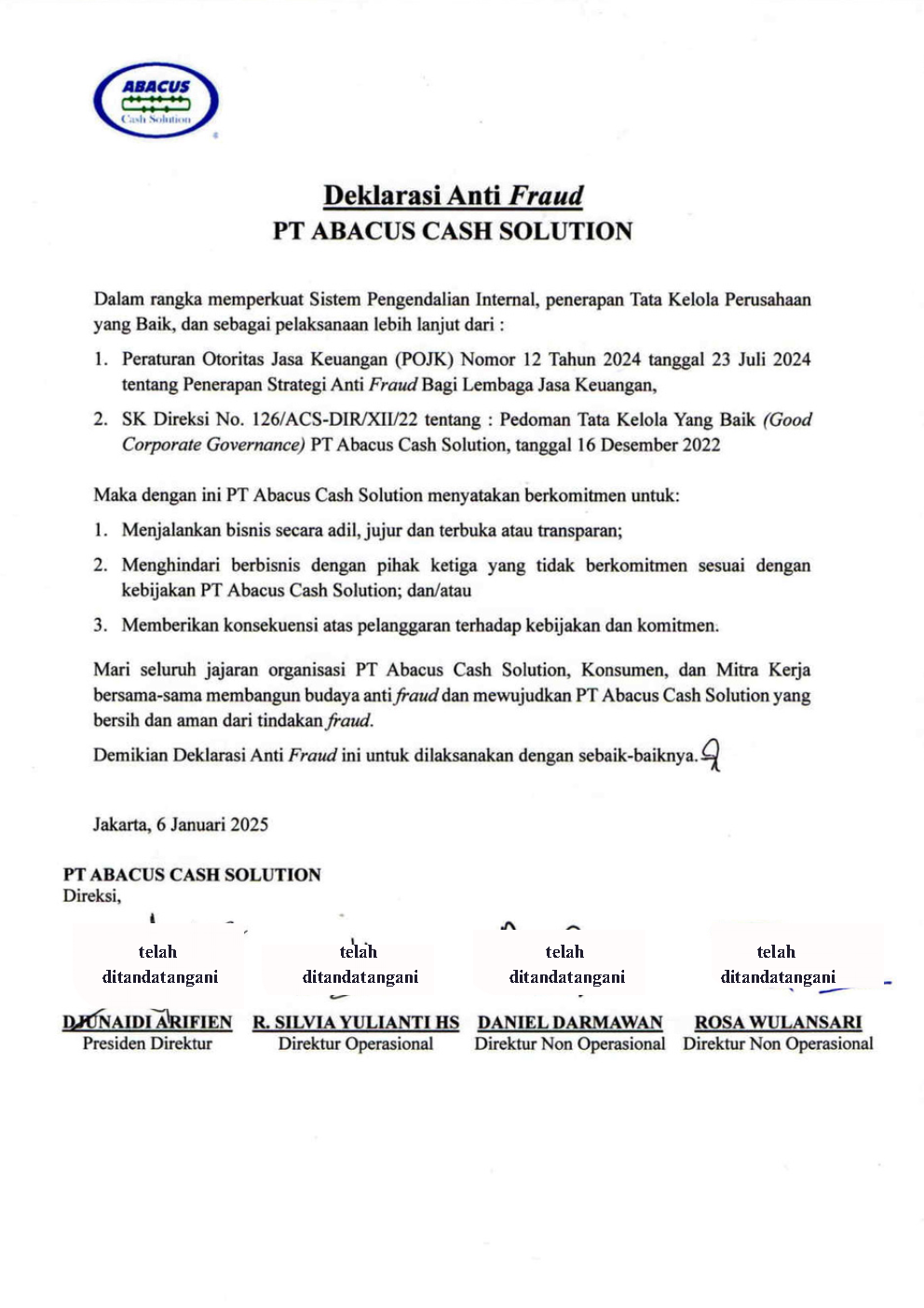 Deklarasi Anti Fraud